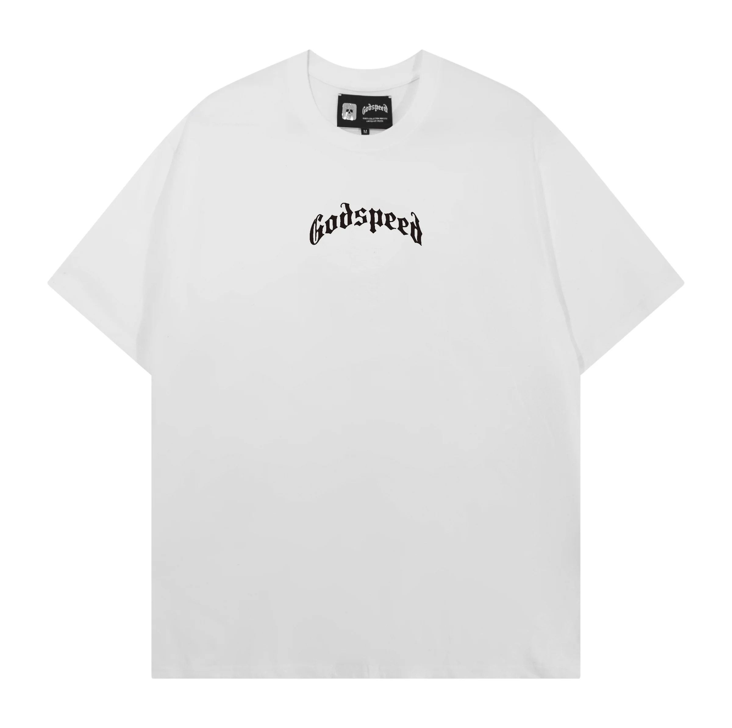 Retro American Godspeed Floral Skeleton Print Trendy Streetwear Cotton Short Sleeve T-Shirt Youth Popular Loose Fit City Walk