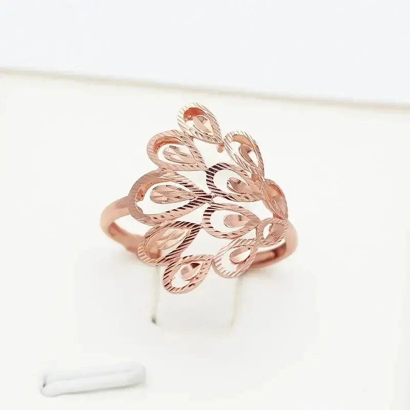 585 Purple Gold 14K Rose Gold Peacock Rings for Women Opening New Hollow Design Elegant Charm Jewelry Mothers Day Gift