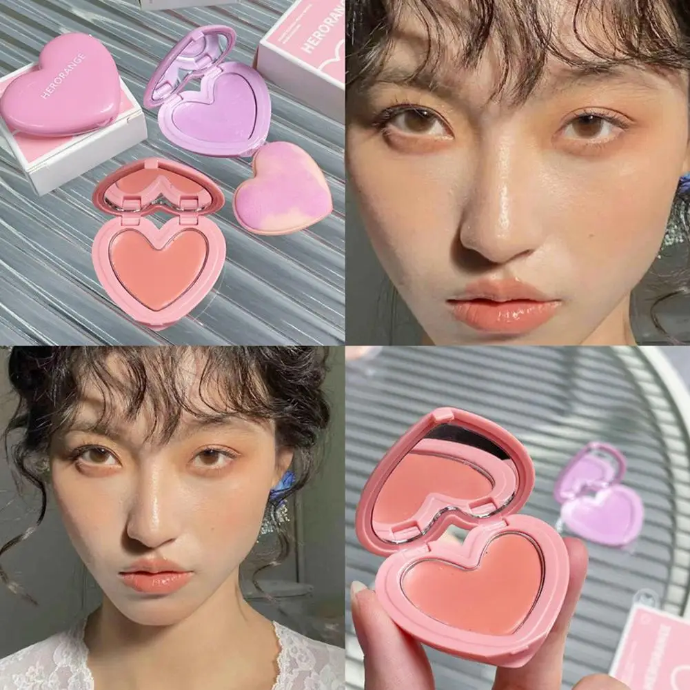 Heart-Shaped Matte Contouring Blush Cream Palette Smooth Cheek Tint Mud Blusher For Girls, Face Contour Rouge Palette Make Q5A0