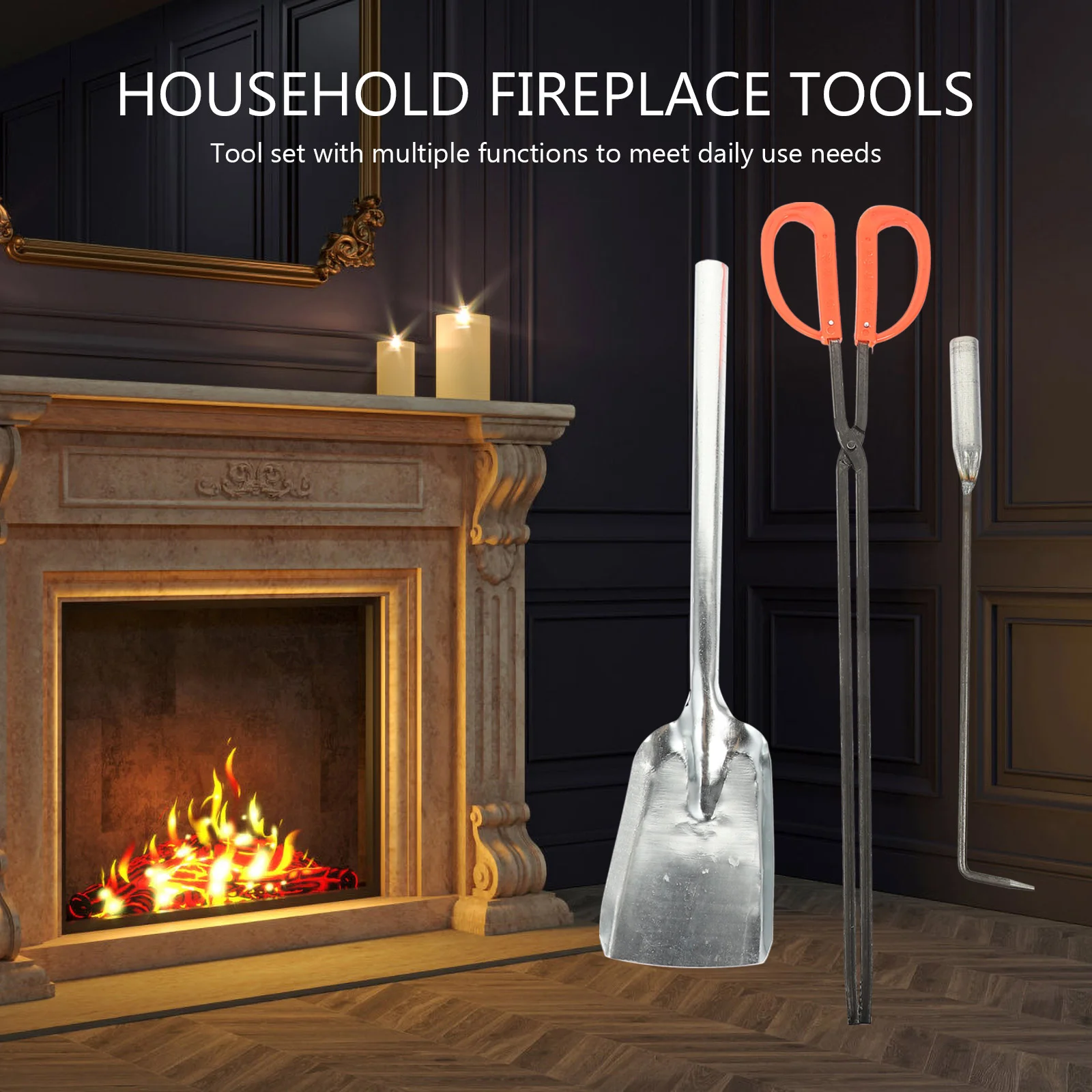 Durable Fireplace Tools Set with Fire poker and Fire Hook Essential Fire Accessories for Home and Garden