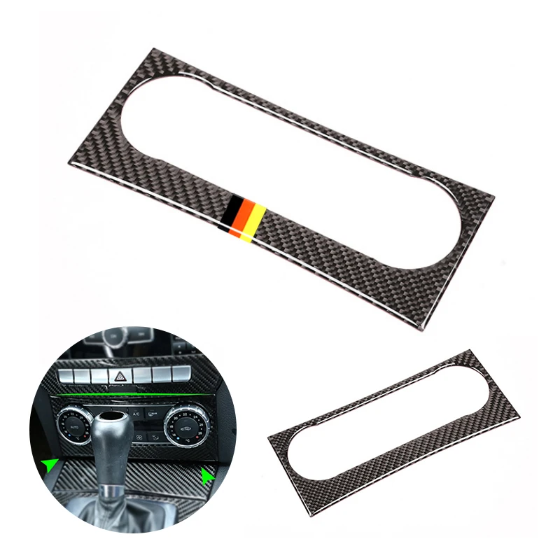 For Mercedes Benz C Class W204 2010 2011 2012 2013 Carbon Fiber Car Center Control Air Condition Panel Audio Frame Cover Sticker