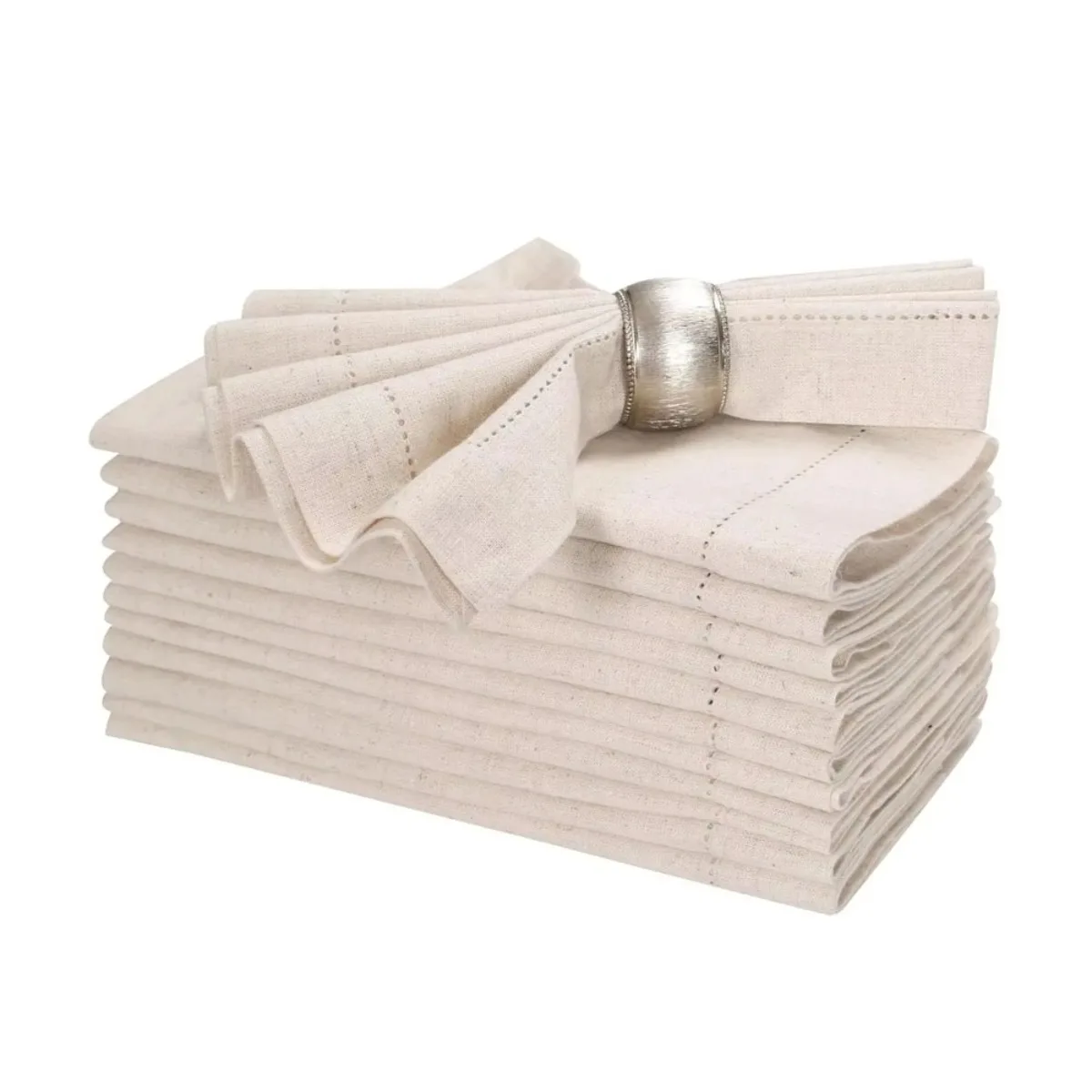 Reusable Cloth Napkins Set of 6 Linen Dinner Napkins Washable Hemstitched Soft Durable Table Napkins Eco Friendly Kitchen