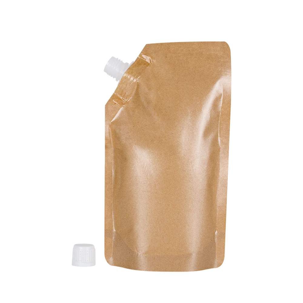 

10PCS 250ml 500ml Juice Biodegradable Spout Pouch Stand Up Kraft Paper Liquid Packaging Summer Ice Cold Drink Pouch Portable