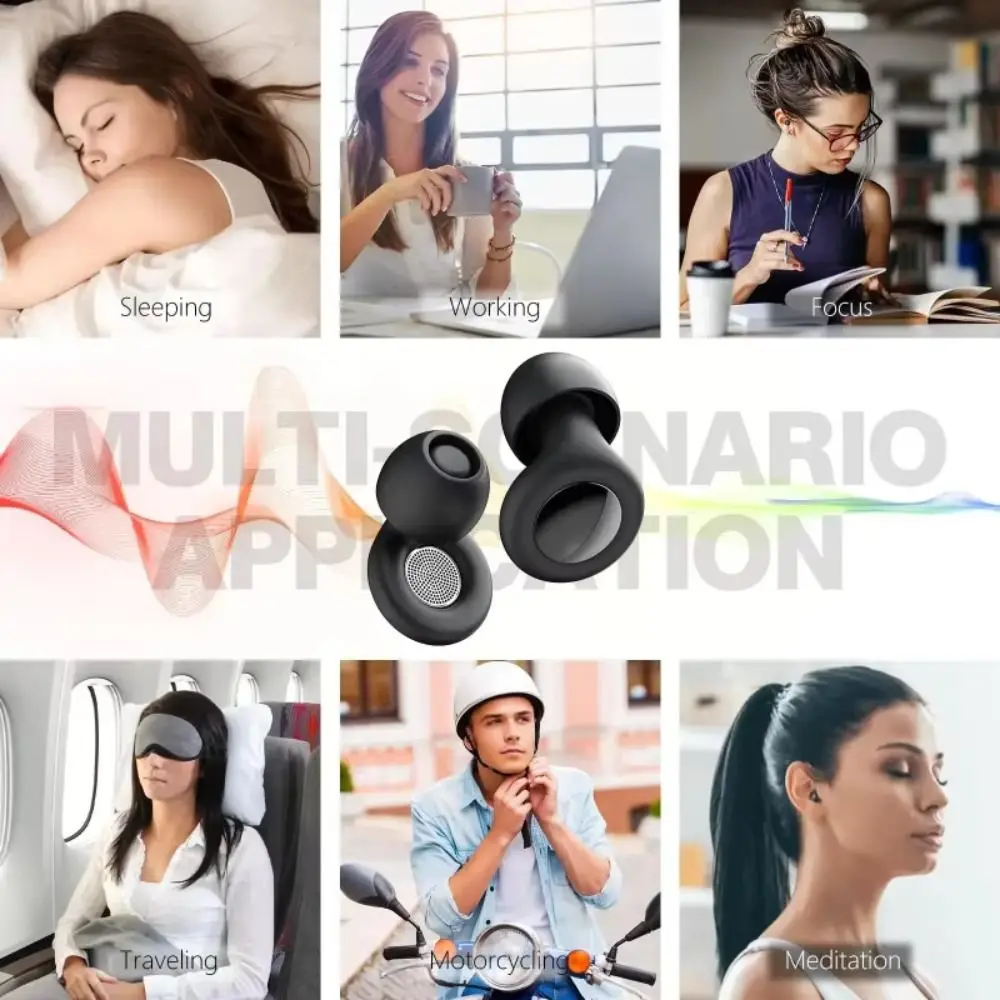 Silicone Material Anti-noise Earplugs Waterproof Feature Soft Texture Hearing Protection Reusable Design Super Soft