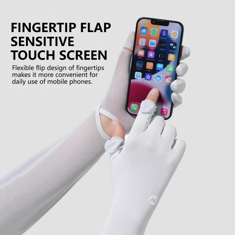 KoKossi Summer Women's Arm Cover Breathable Long Ice Silk Open Watch Sleeves Non-slip Flip Sun Protection Touchscreen Gloves