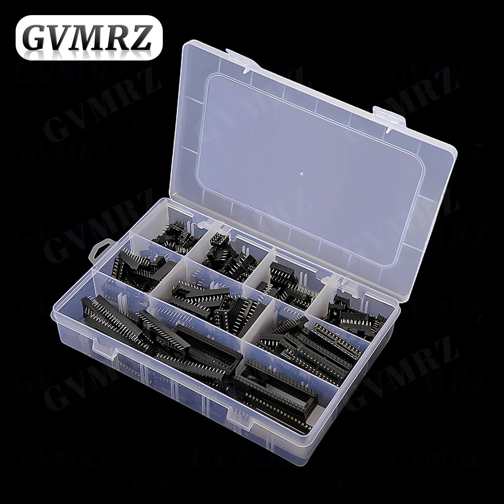 150PCS/lot with Box DIP IC Sockets Adaptor Solder Type Socket Kit 6 8 14 16 18 24 28 40 Pin DIP-6 DIP-8 DIP-14 IC Connector