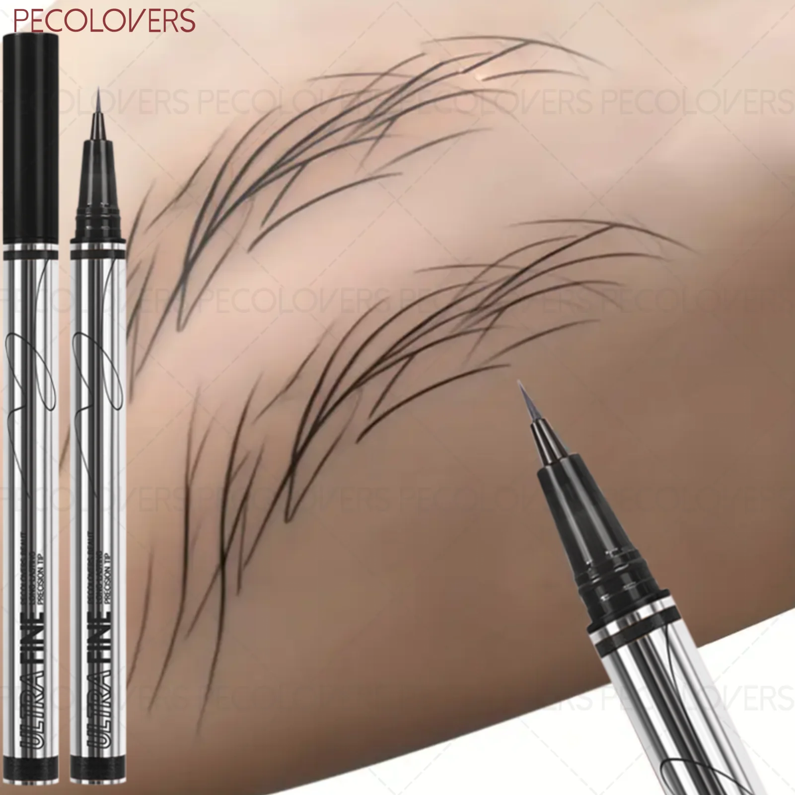 

1 шт. черно-коричневый жидкий карандаш для бровей, имитирующий естественный 3D-эффект бровей, ультратонкие мягкие наконечники, легко наносится, подходит для всех типов кожи.