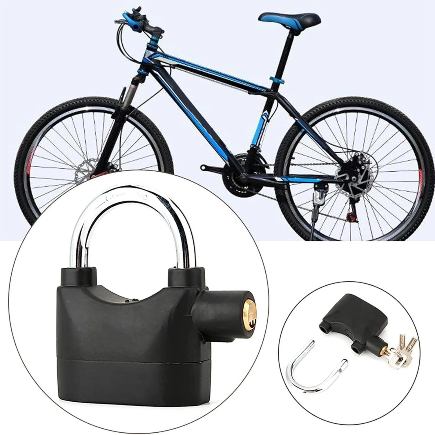 Built-in Movement Sensor Security 110db Siren Alarm Lock Universal Anti-Theft Padlock for Bicycle Motorcycle Door Gate