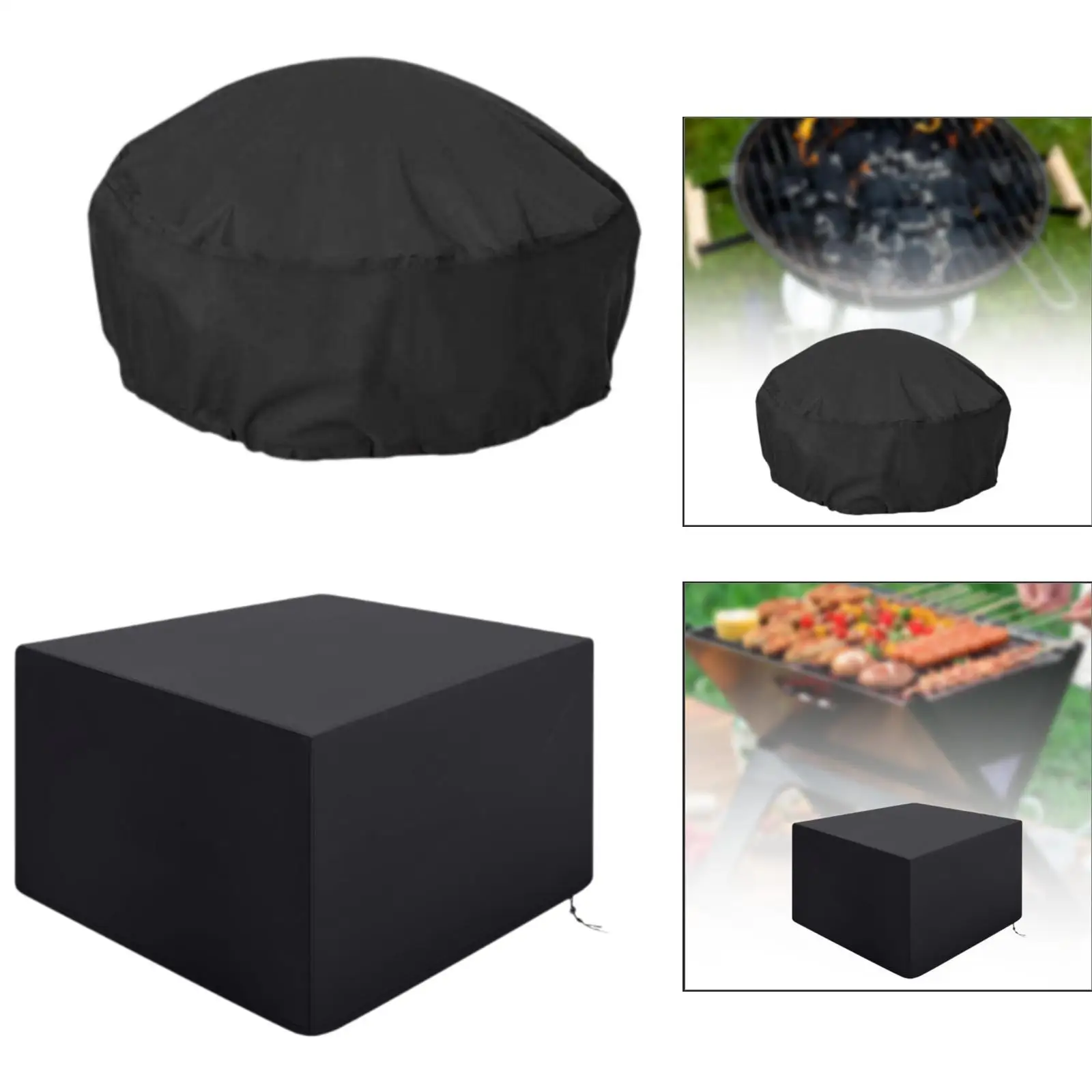 Fire Pit Cover Protector Waterproof Tear Resistant Dust Cover Dustproof Heavy