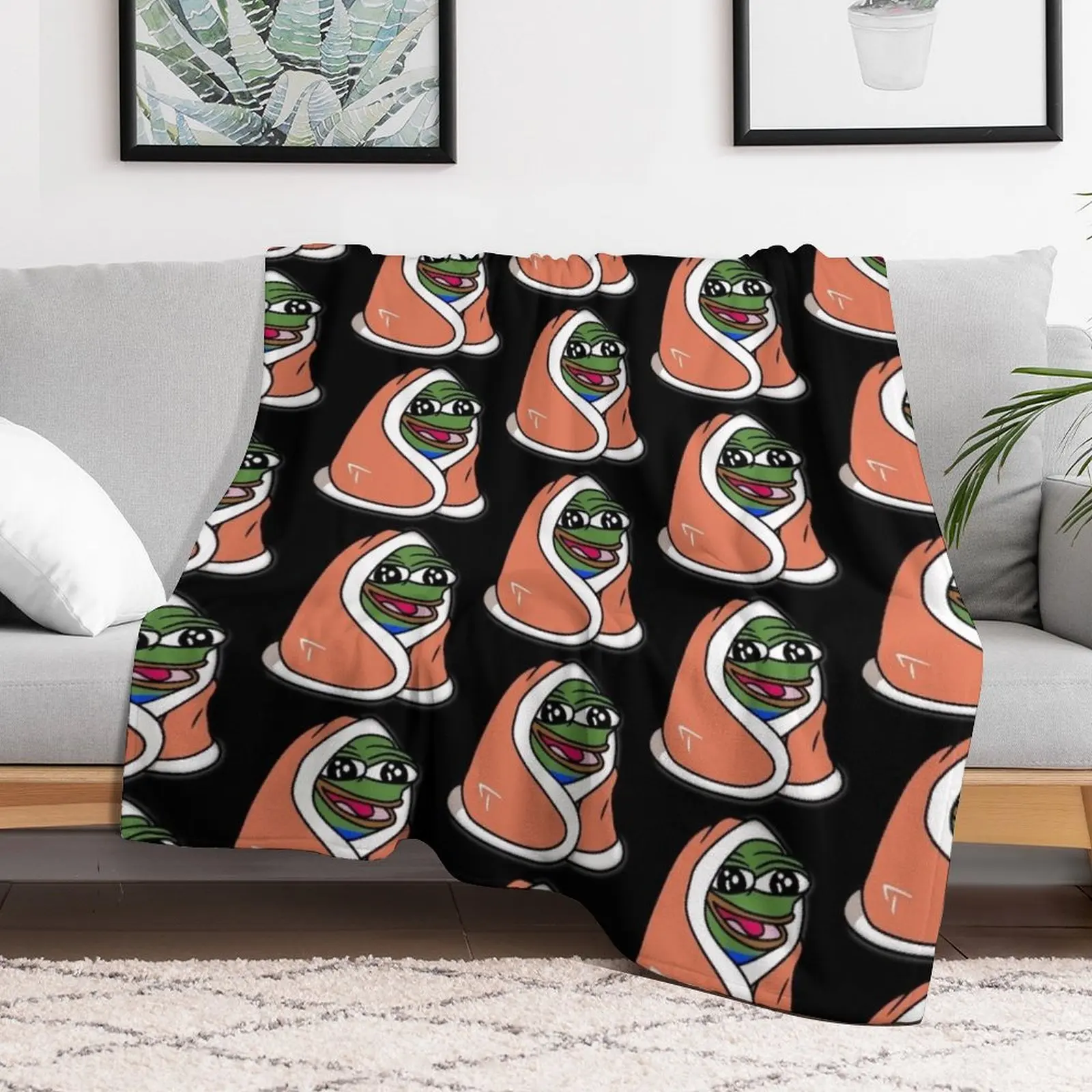 Peepo Blanket - pepeblanket pepega twitch discord frog Throw Blanket bed plaid Retros Single Sleeping Bag Blankets