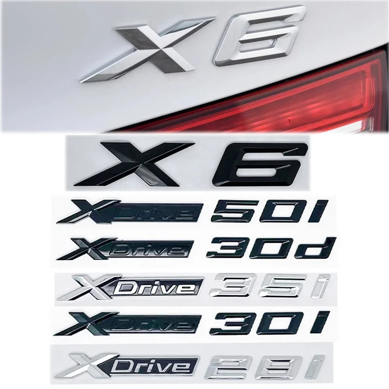 3D ABS Letter Badges for Trunk Emblem Suitable for BMW X6 Models E71 F16 E72 G06 as Well as XDRIVE 30d 28i 30i 35i 50i