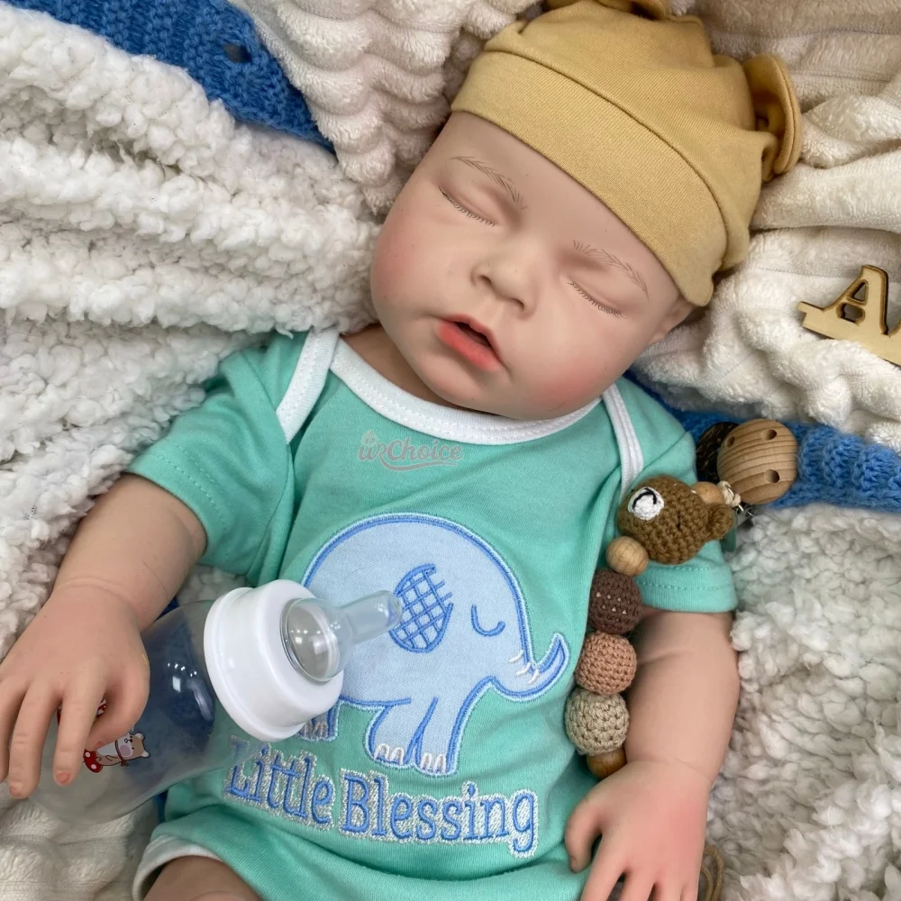 20Inch Open Mouth Full Pure Silicone Reborn Doll Handmade Lifelike Visible Veins Warm Comfort Gift for Christmas Gift