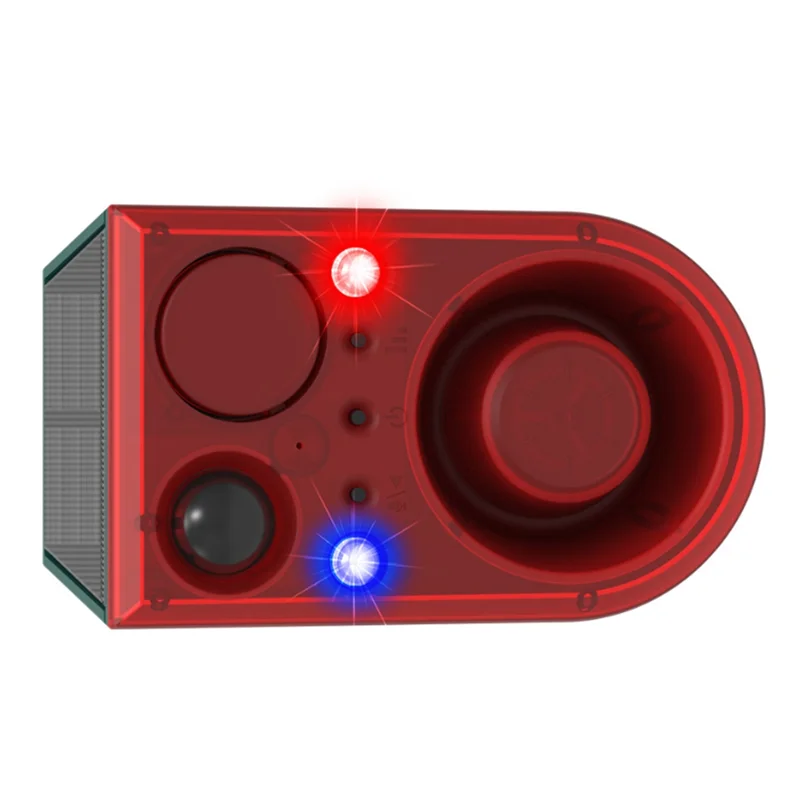 ABGI-الطاقة الشمسية في الهواء الطلق الاستشعار إنذار صانع الضوضاء مع جهاز التحكم عن بعد 129Db صوت عال مقاوم للماء لحديقة ساحة