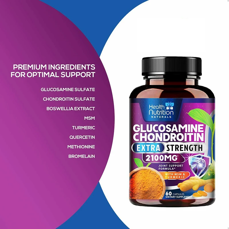 Glucosamine Chondroitin Turmeric and MSM 2100mg - Triple Strength, Cartilage, Joint Support, Support Knees Hands Hips Back