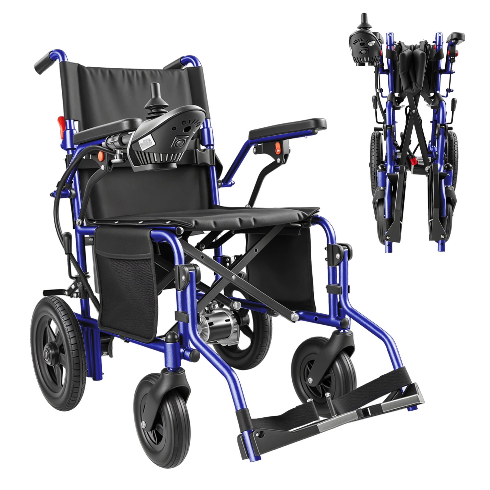 ZygenAir Opvouwbare Lichtgewicht Elektrische Rolstoel, Draagvermogen tot 150 kg, 500W Motor, 13Ah Lithium Batterij, 24 km Bereik Rolstoel