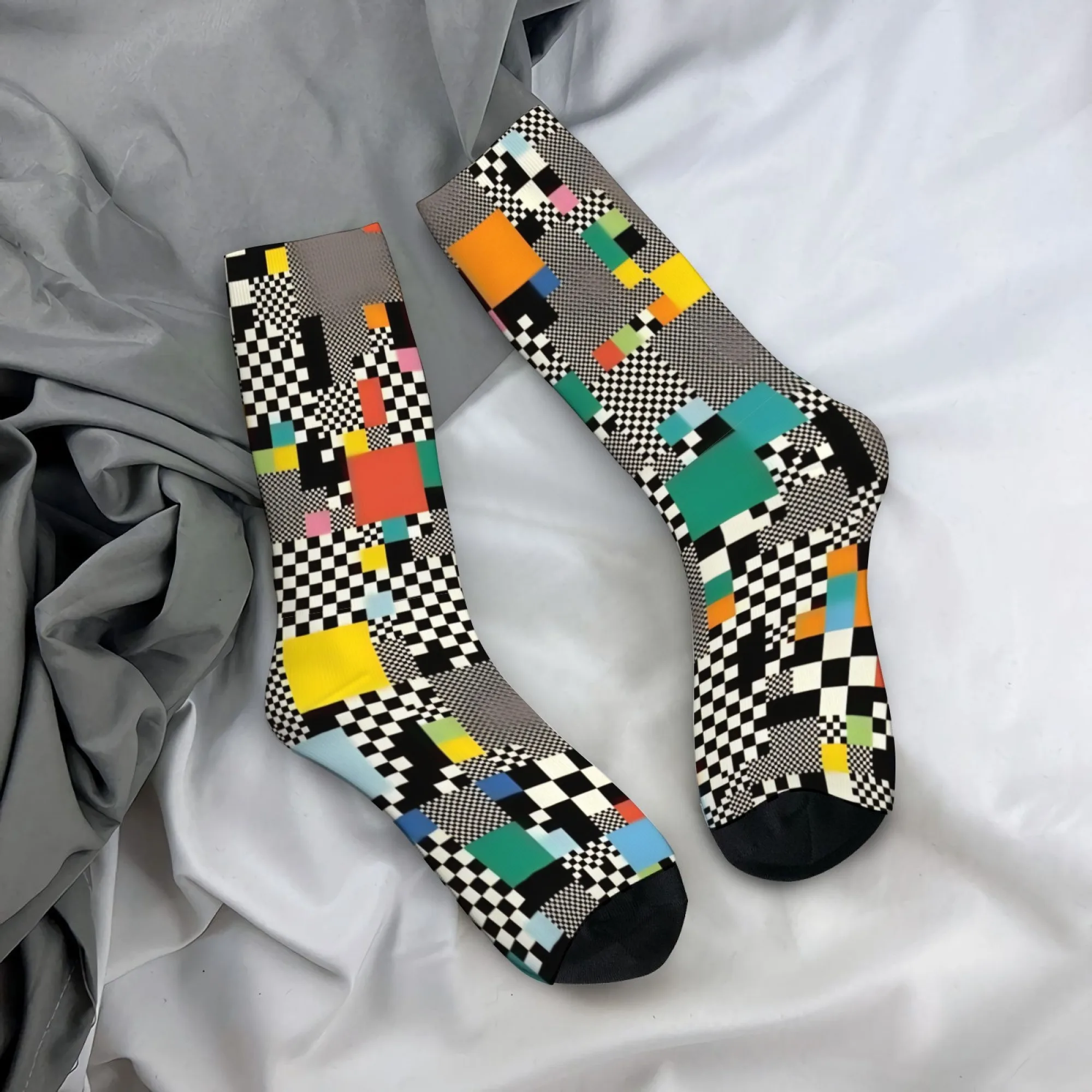 Geometric Abstract Art Crew Socks Harajuku Hip-hop Novelty Men's Socks Comfortable Non-slip Breathable Casual Socks Party Gifts