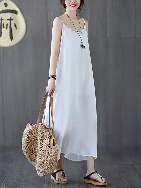 Camada de base feminina cinta dr verão novo artístico cor pura cinta longa dr solto a linha saia sle confortável casual dr