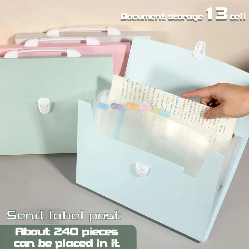 

New Plastic File Folder 13 Pockets Waterproof Organ Bag Holder A4 Size Office School Organizer File Organiser