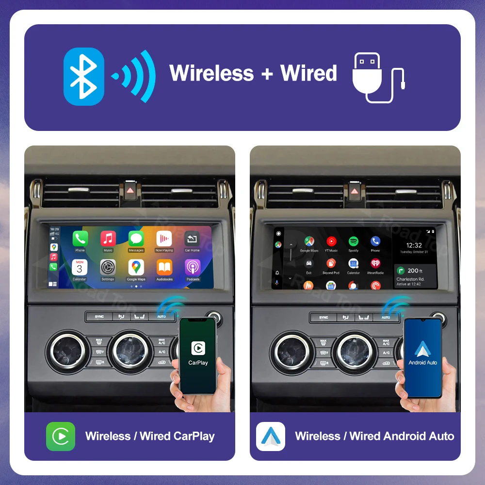 Carplay اللاسلكي لاند روفر/جاكوار/رينج روفر/إيفوك/ديسكفري نظام هارمان 2016-2018 مشغل سيارة ملاحة الوسائط المتعددة #3