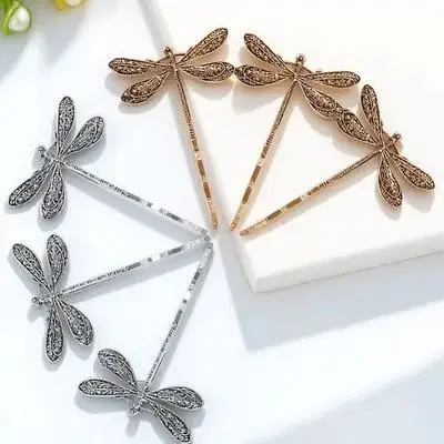 

6 pcs Silver Gold Women Vintage Dragonfly Bobby Pin Hair Clip Hair Accessories Decorative Bobby Pins Daily Use