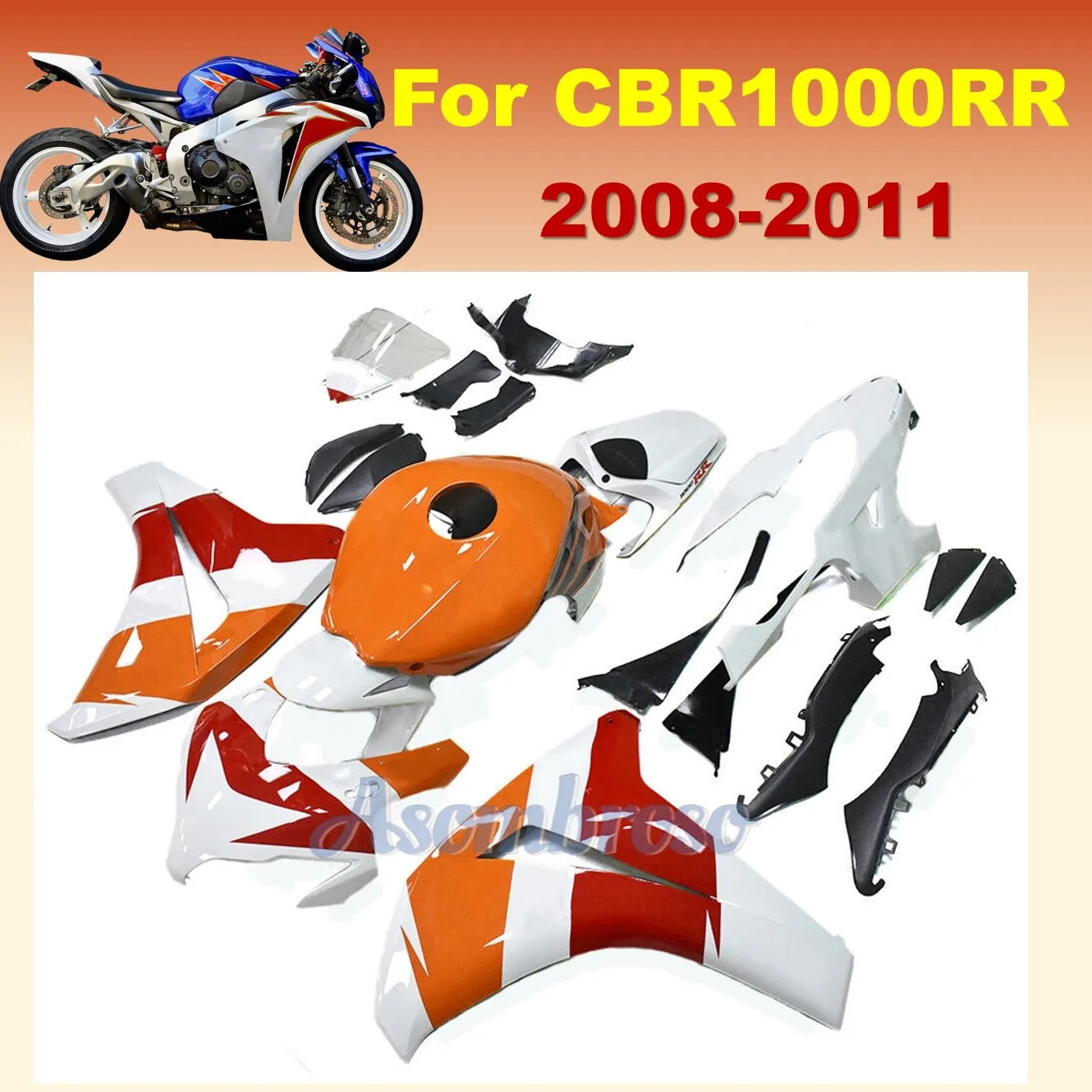 

Подходит для CBR1000RR CBR 1000RR 2008 2009 2010 2011, улучшенный обтекатель мотоцикла, литьевой кузов, корпус, запасные части для спортивного велосипеда