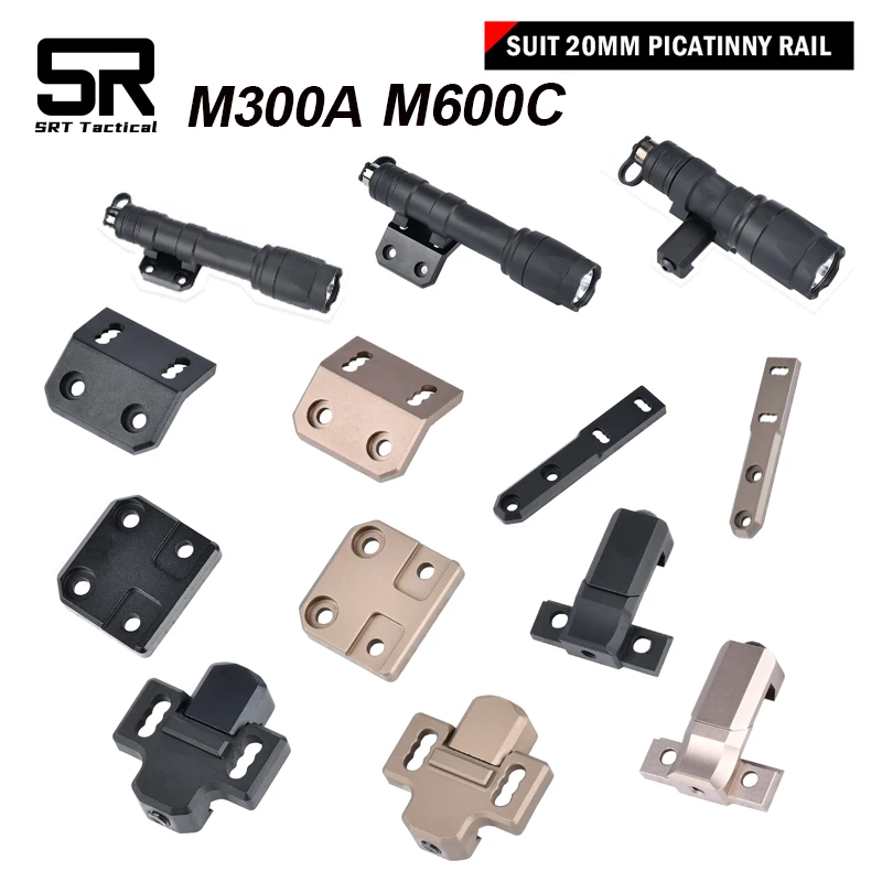 Metal Flashlight Offset Base For M300 M600 Flashlight Scout Light Mount Mlok Keymod Rail Basis Bracket Hunting Accessories