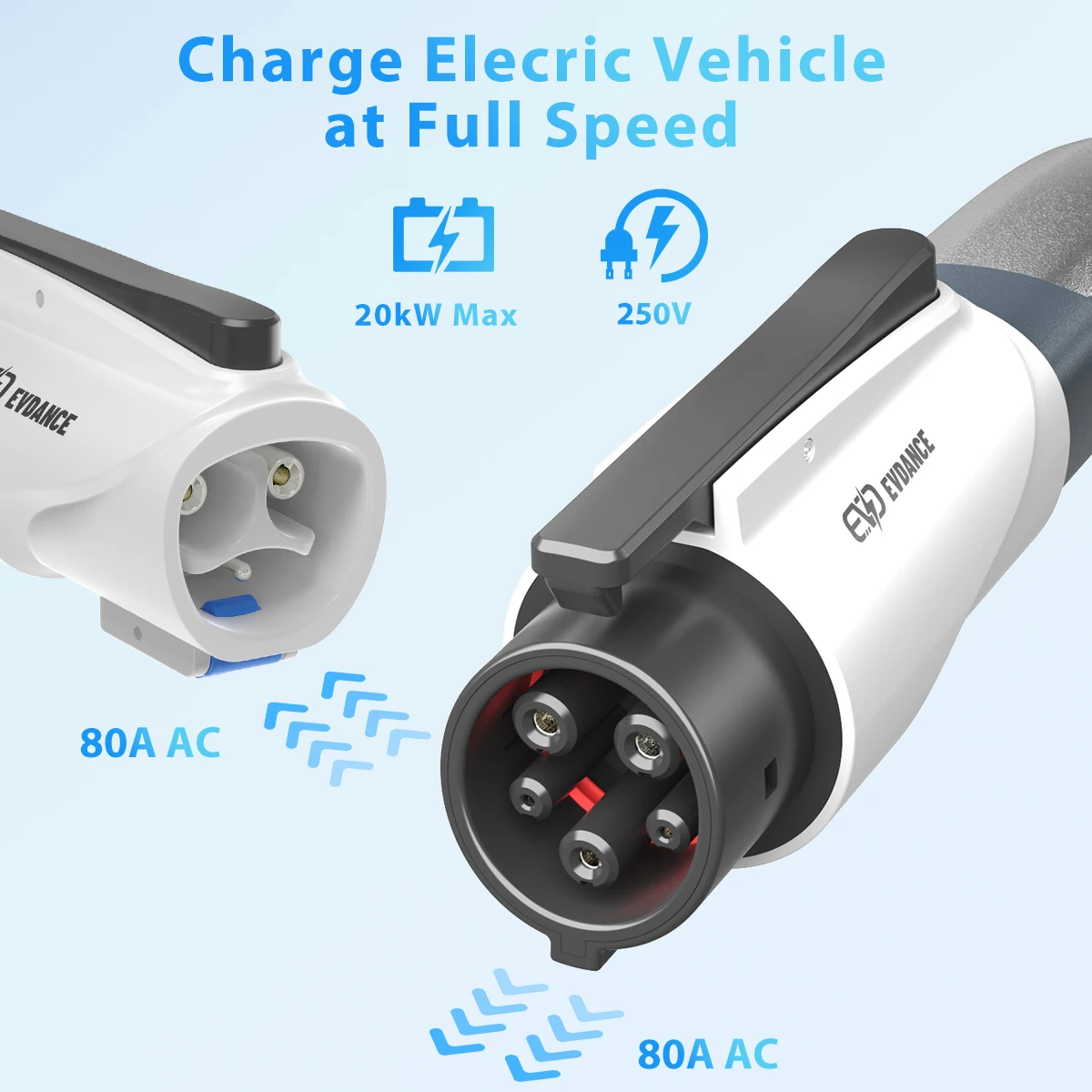 EVDANCE Tesla to J1772 Adapters for Electric Car 80A 20Kw Car Fast Charging Accessories Compatible with All NACS Chargers