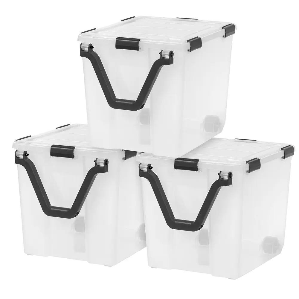 

106 Quart WEATHERPRO Wheeled Plastic Storage Bin Tote Organizing Container with Durable Lid and Seal and Secure Latching Buckle