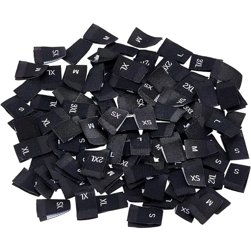 

350 Pcs Clothing Size Labels 7 Sizes Polyester Sewing Labels Embroidered Label Size Labels Tags XS/S/M/L/XL/2XL/3XL for Clothing