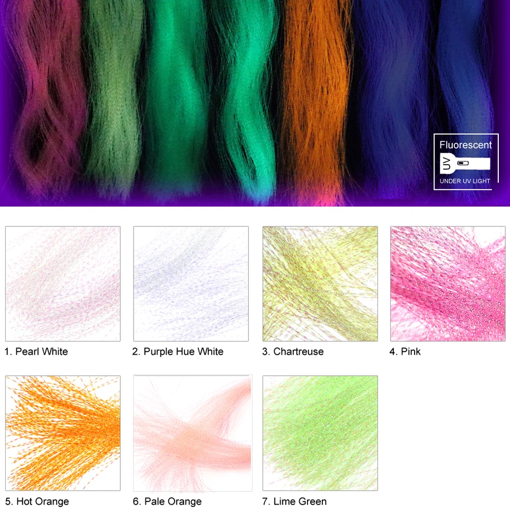 14 szt. Materiał do wiązania much UV Fluorescencyjny kryształ Flashabou Krystal Tinsel Flash Saltwater Jig Wiązanie — zdjęcie 3