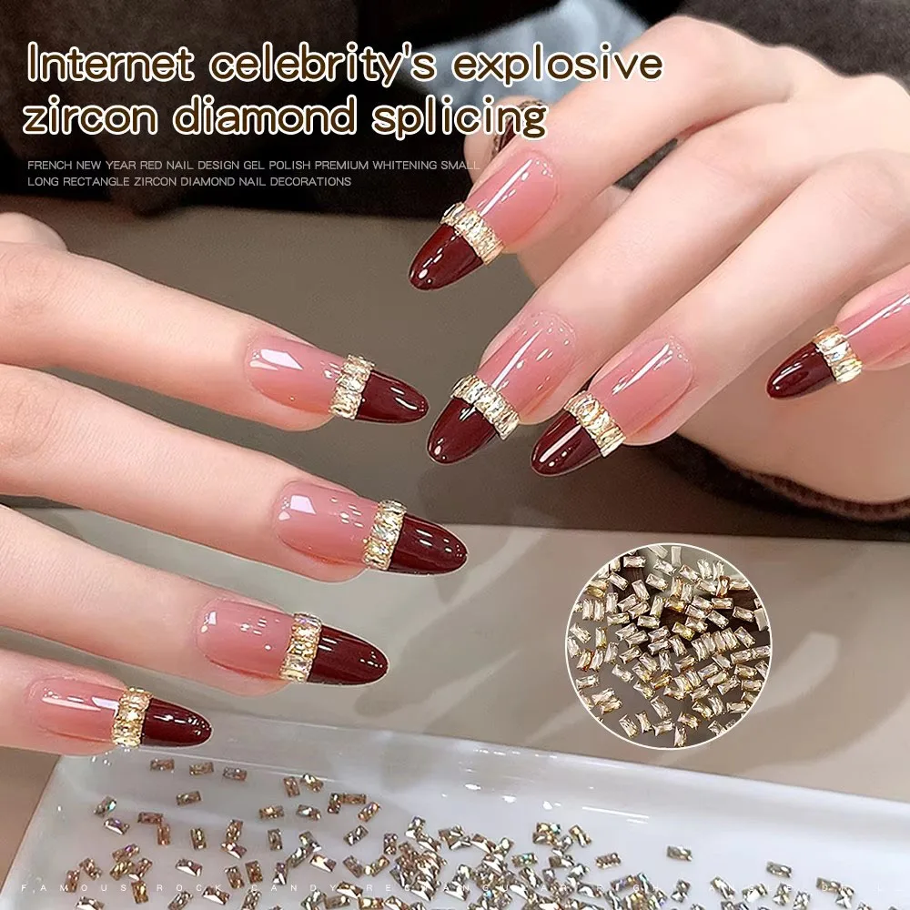 5A Mini Zircon Flat Bottomed Rectangular Shiny Nail Rhinestone White Nail Accessory Decoration