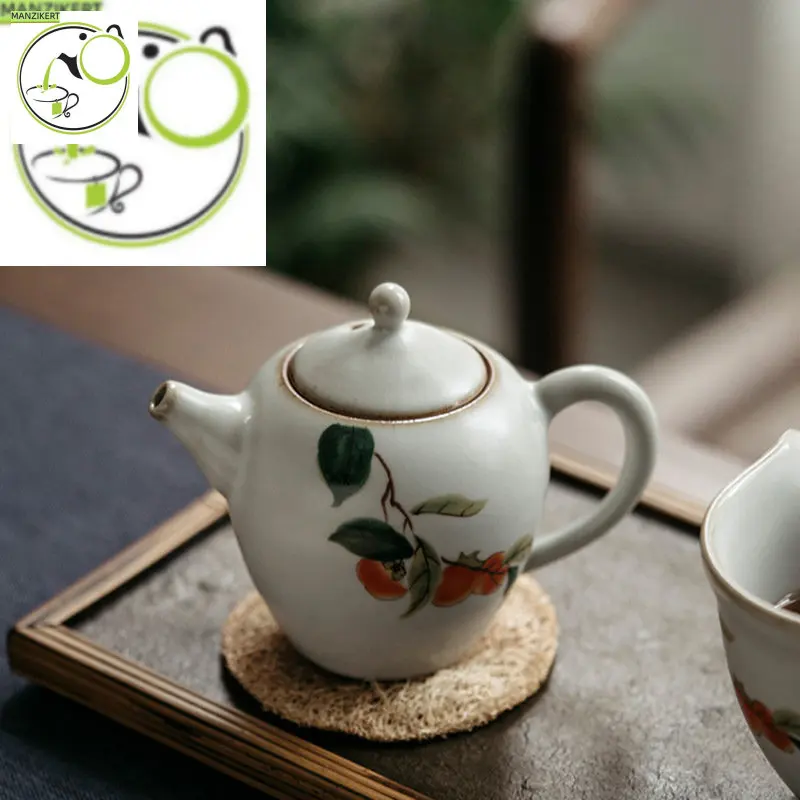 

Chinese Ru Kiln Ceramic Teapots Exquisite Landscape Pattern Filter Kettle Household Handmade Teaware Tea Ceremony Gifts 230ml