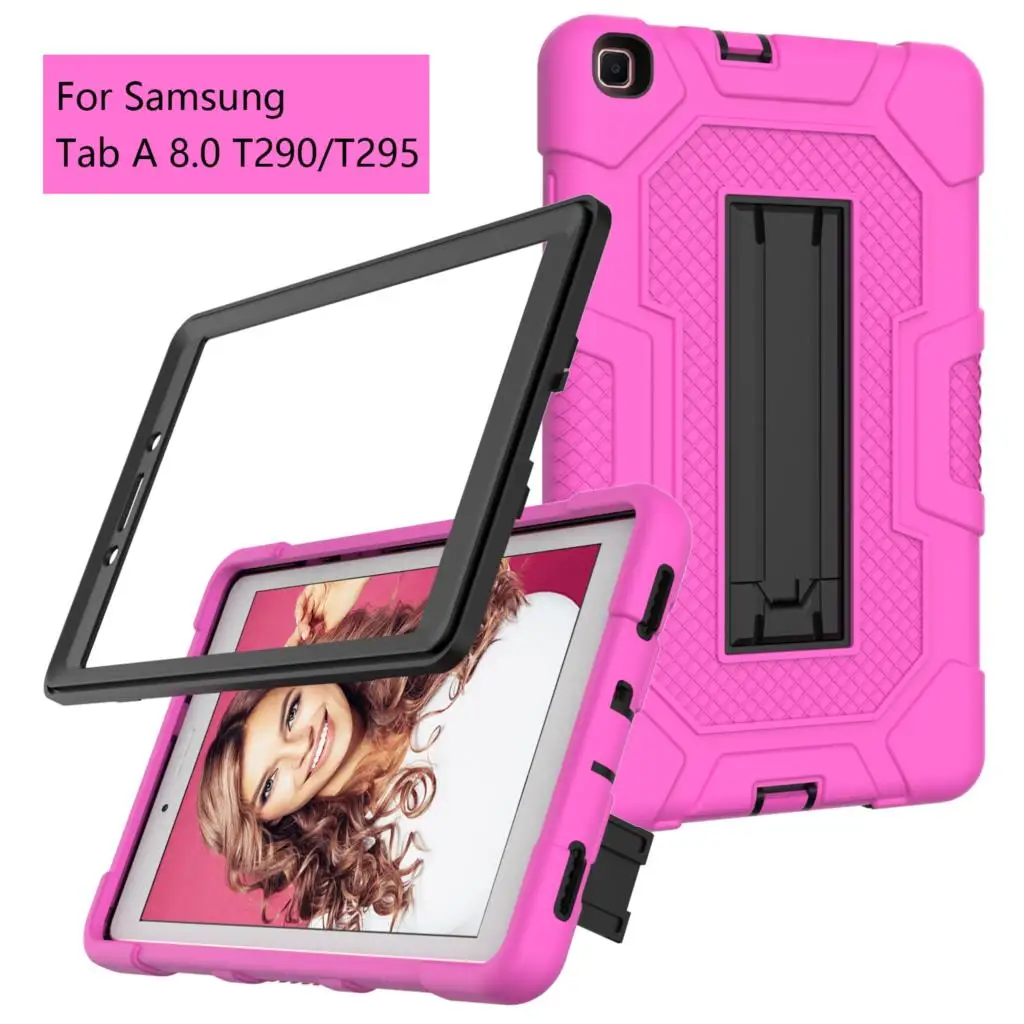 Armor Shockproof Heavy Duty Silicone Case For Galaxy Tab A 8.0 2019 SM-T290 SM-T295 Cover Kids Tablet Case + Film Pen