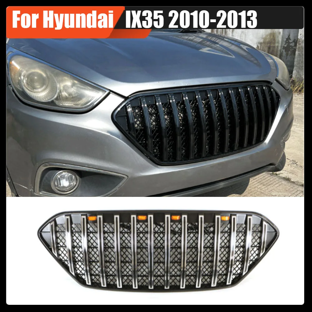 

For Hyundai IX35 2010-2013 Gloss Black Or Chrome Car Upper Racing Grille Hood Grill Front Radiator Grille Fits ABS Accessories