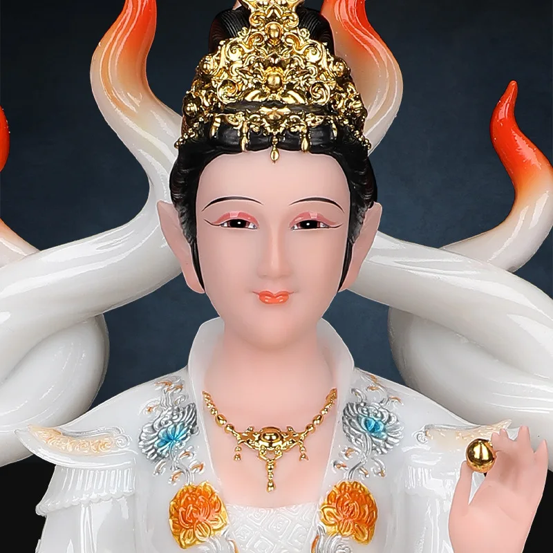 Cz nine-tailed fox goddess statue resin nine girls for home spirit fox red real body statue ornament