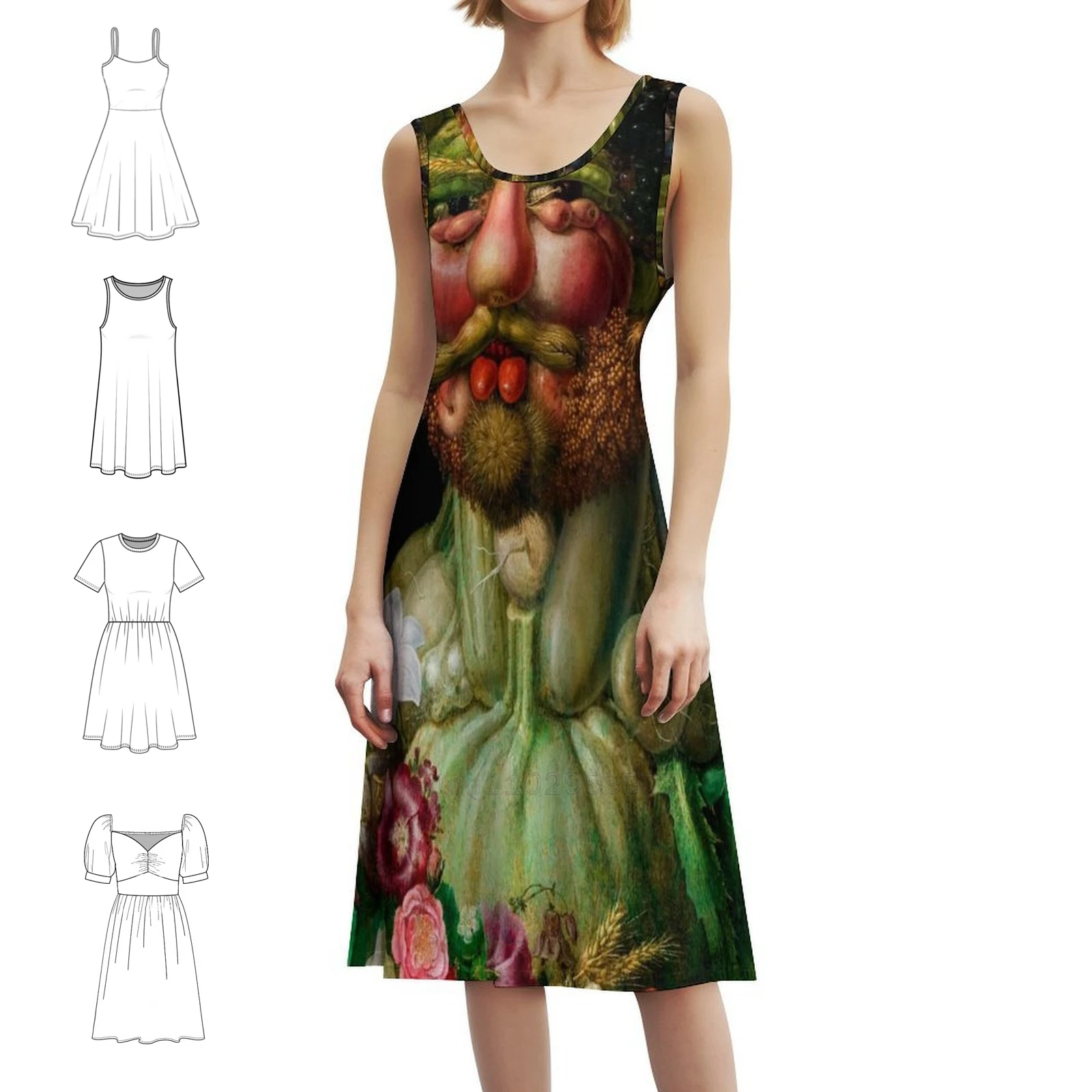 Rudolf Ii As Vertumnus By Giuseppe Arcimboldo Women's Elegant Party Dress A-Line Dress With Short/Long/Sleeveless Options