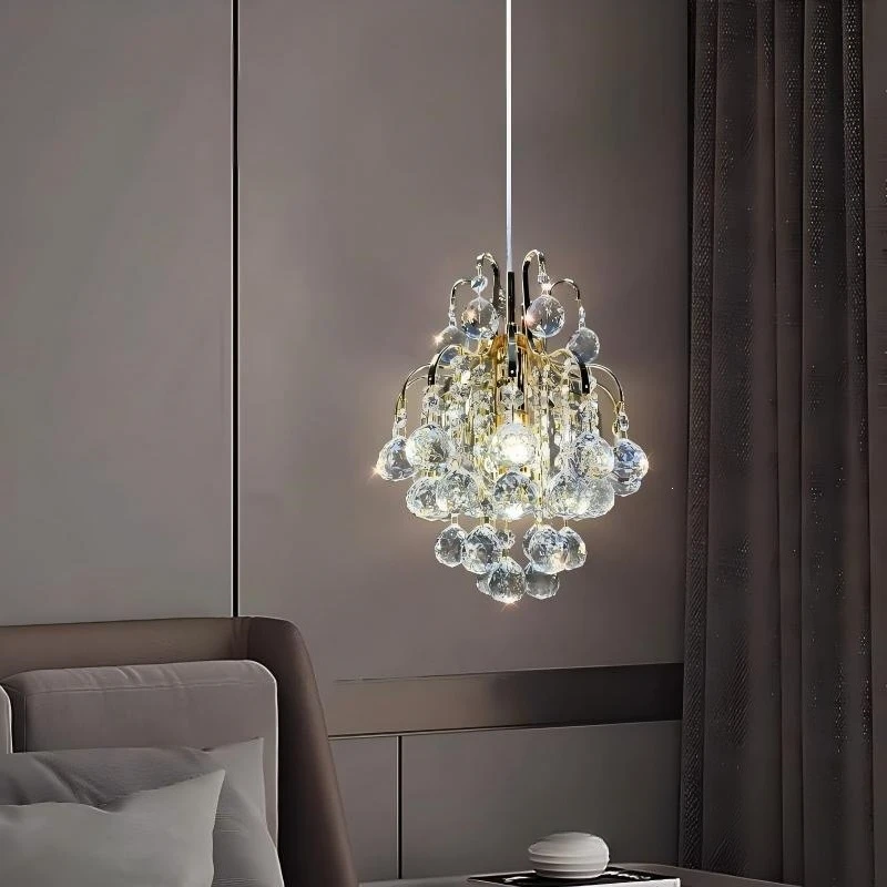 Italian light luxury bedroom bedside chandelier high-end personalized purple crystal ball living room entrance chandelier