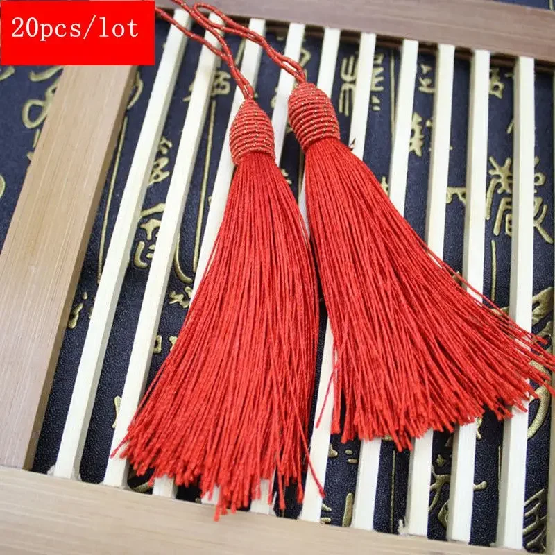 20PCS/LOT Red Silky Tassels Fringe Sewing Accessories Crafts DIY Curtains / Scarf / clothing Tassels 10-15cm