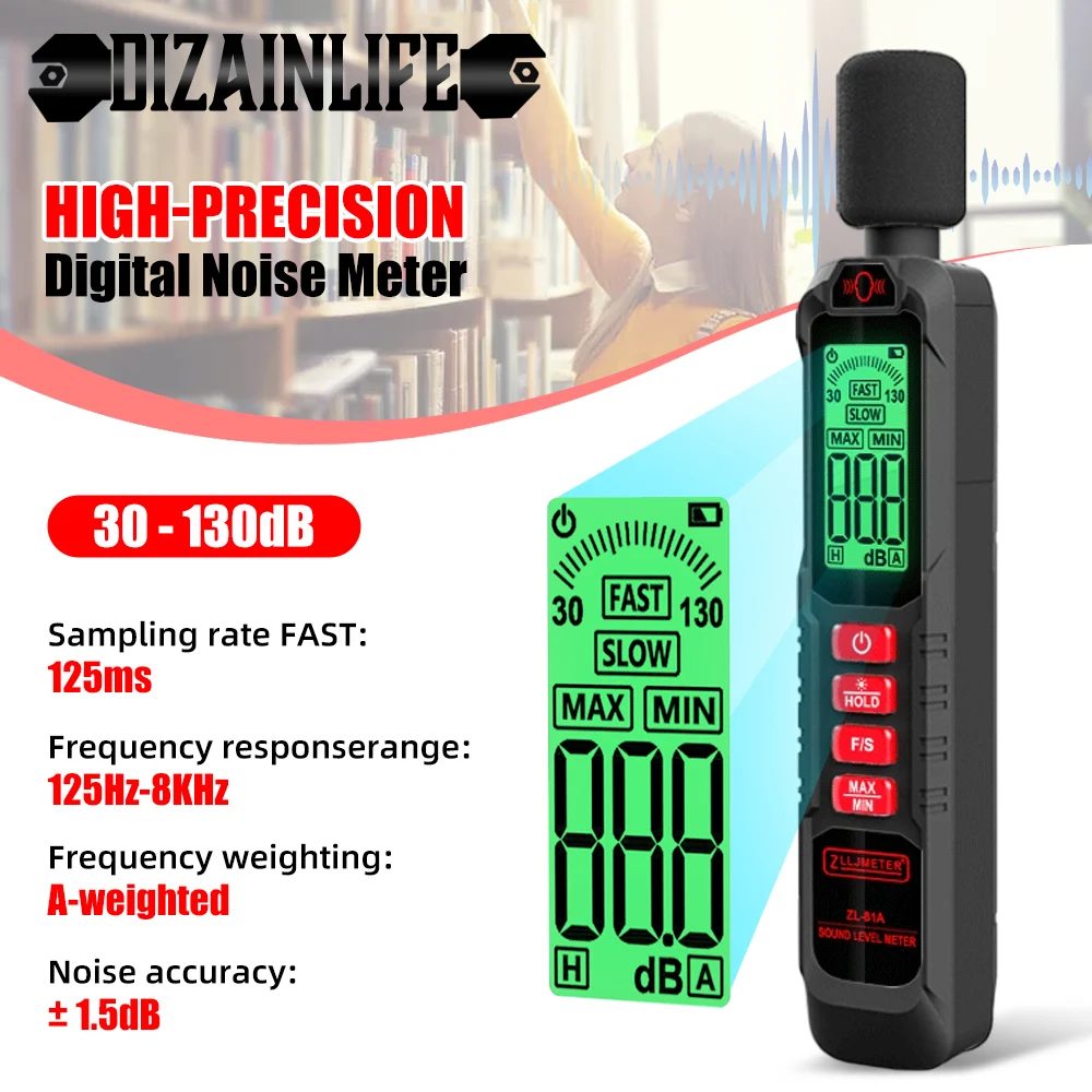 Digital Handheld Sound Level Meter DB Metro 30~130dB Audio Measuring Noise Instrument Decibel Monitor for Environmental