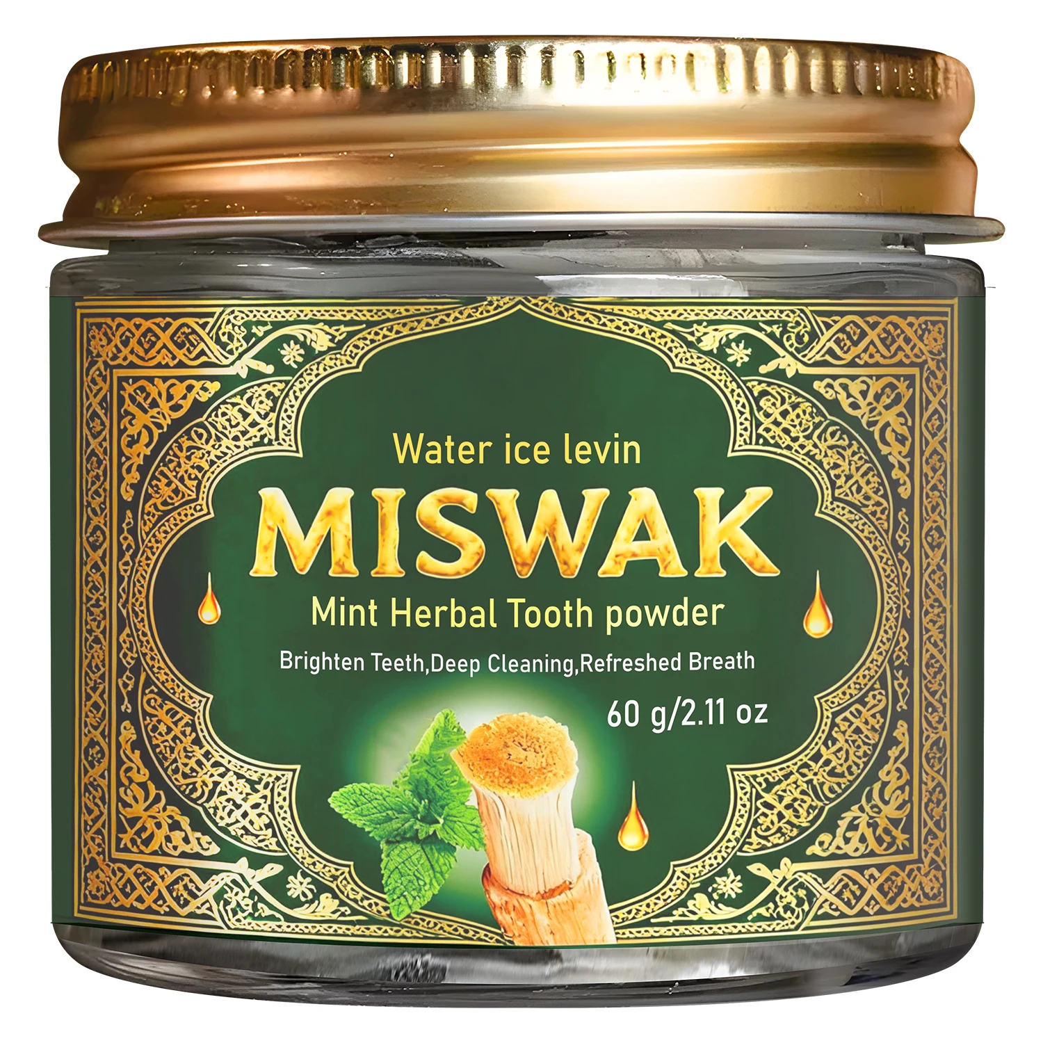 MISWAK Mint Herbal Tooth Powder, Deep Cleaning & Brightening with Charcoal & Hyaluronic Acid for Fresh Breath view 6
