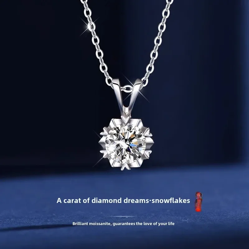 

Light luxury 925 sterling silver moissanite snowflake necklace for women, anniversary birthday gift