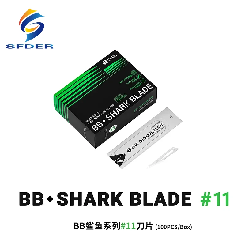 2uul-da18-no-11-bb-shark-series-laminas-de-substituicao-anti-deformacao-em-aco-de-alto-carbono-100-unidades-caixa-afiada-de-longa-duracao
