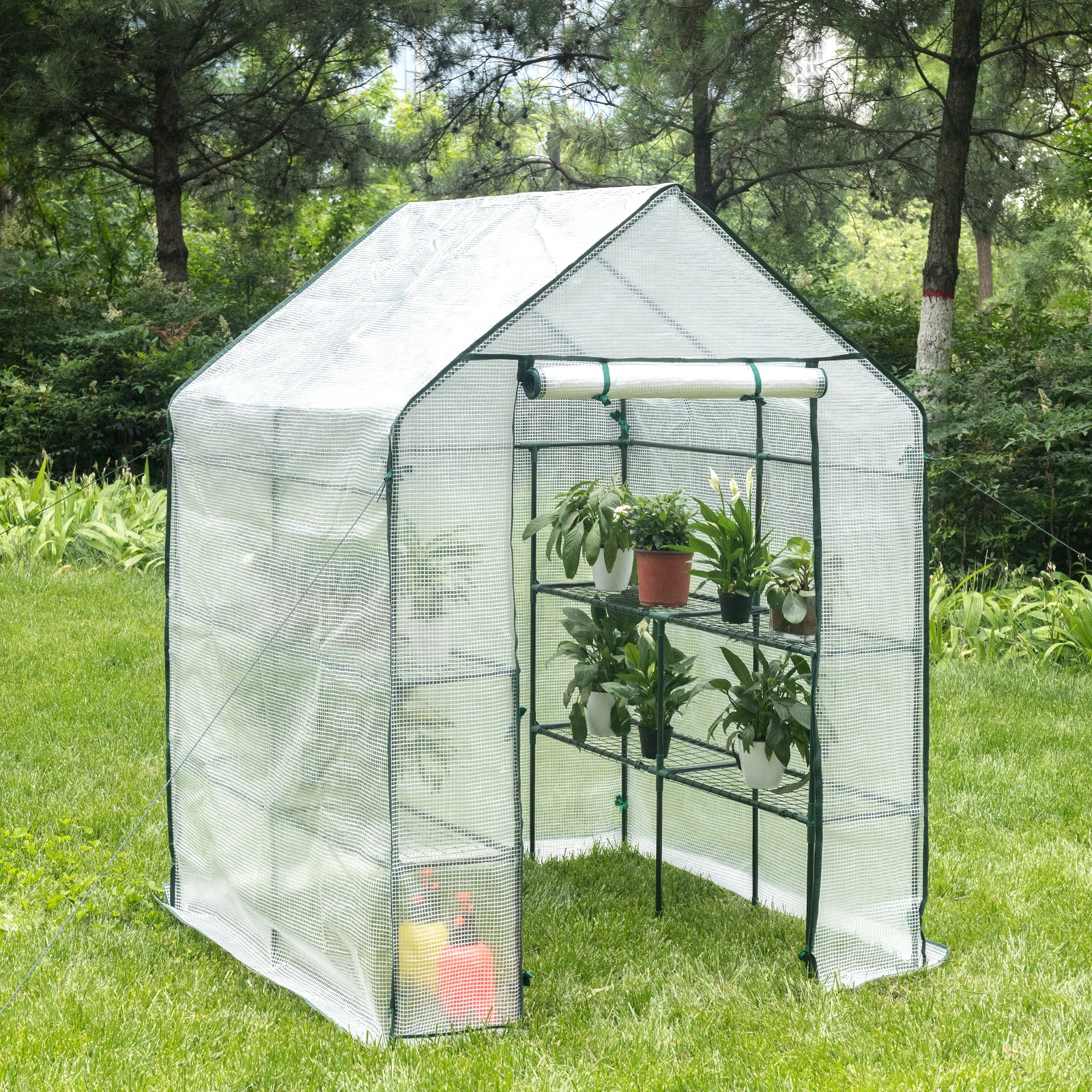 143x143x195 cm Polyethylen-Gewächshaus PE Halbtransparente Tomaten-Gewächshausplane Wetterfest Wasserdicht Garten-Pflanzenhaus