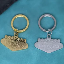 Stainless Steel Las Vegas Keychain For Men Women Gold Plated Key Ring WELCOME To Florence NEVADA Pendant Geometry Jewelry Gifts