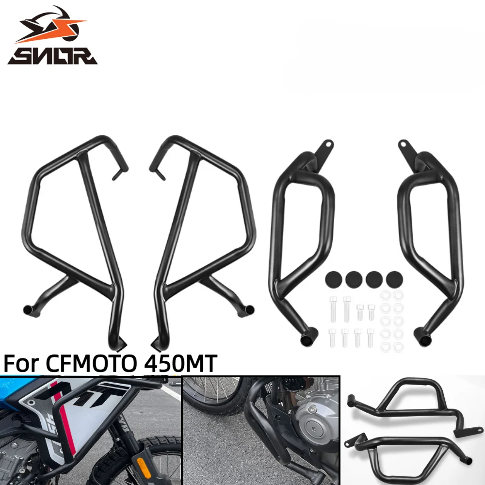 

SNOR Motorcycle Bumper Upper Lower Frame Crash Bars Anti-Fall Engine Protective Kit For CFMOTO 450MT 2024-2025 Carbon Steel