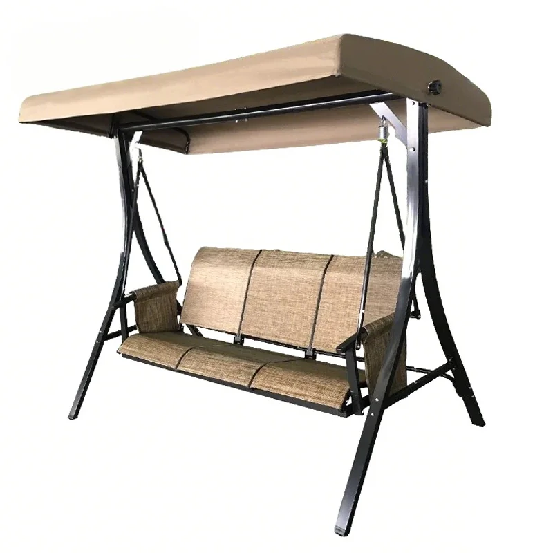 Modern 3-seat Comfortable Aluminium Outdoor Hanging Chair Daybed Garden Swing Canopy Solar Park Waterproof Quick-Dry
