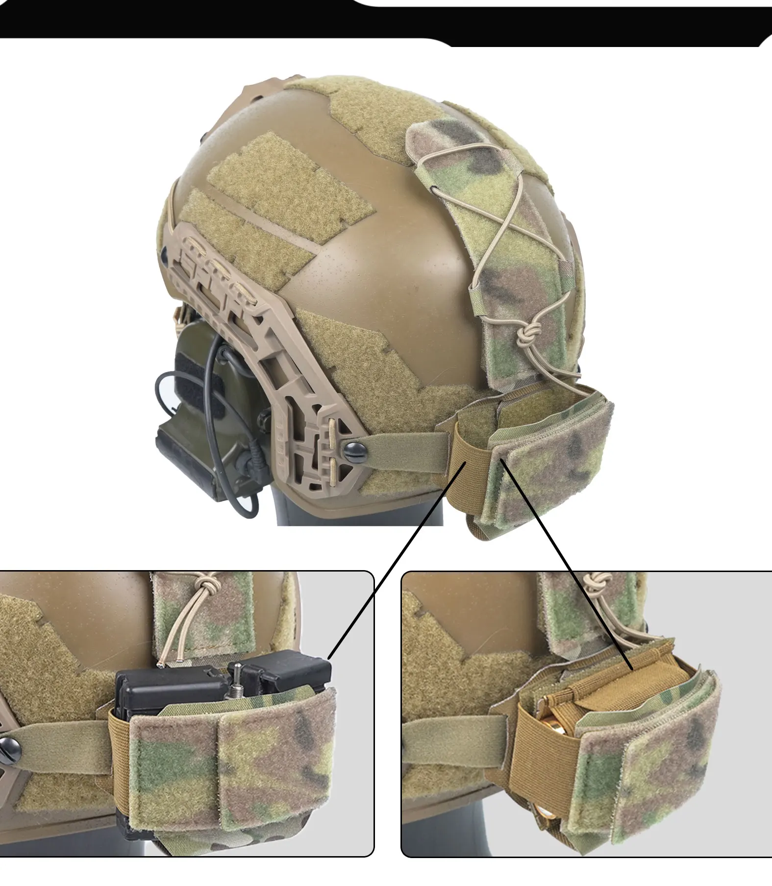 Modulo Casco tattico Custodia per batteria NVG Custodia per contrappeso Accessori per casco da caccia Custodia posteriore rimovibile Cavo elastico