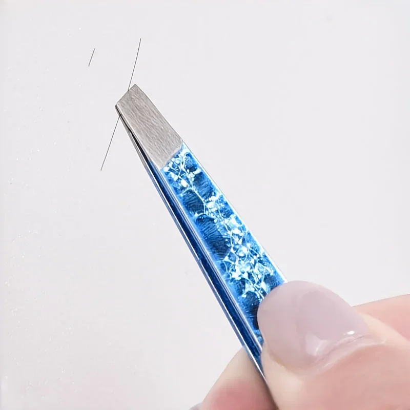 4pcs Ice Flower Eyebrow Tweezers Set Stainless Steel High-Quality Beauty Tools for Eyelash Extension, Suitable for Men Women