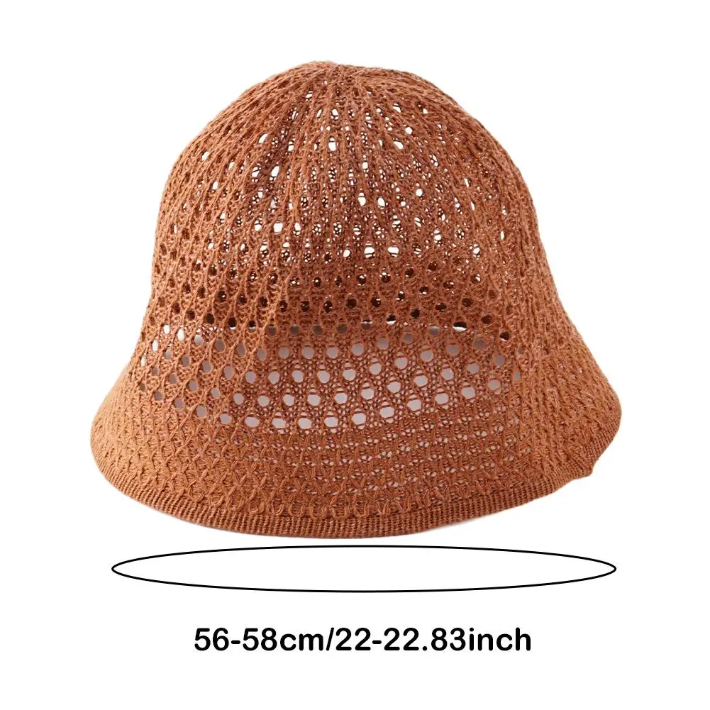 Summer Sunscreen Crochet Floppy Hat Women Hollowed Out Fisherman Bucket Hat Foldable Korea Fashion Outdoor Sun Blocking Cap