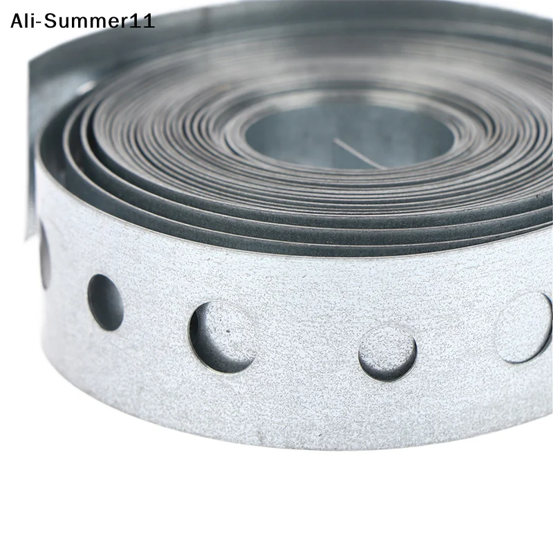 【Ew1】1 Roll Galvanized Steel Tape Hanger Strap Pre-Punched Multi-Slot Metal Tape For Pipe Supports Hanging Sheet Metal Work